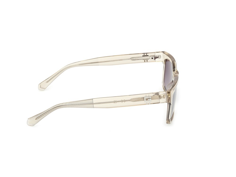 Occhiali da sole Guess GU00221 (57Z) colore beige lucido forma rettangolare lenti viola sfumato o specchiato