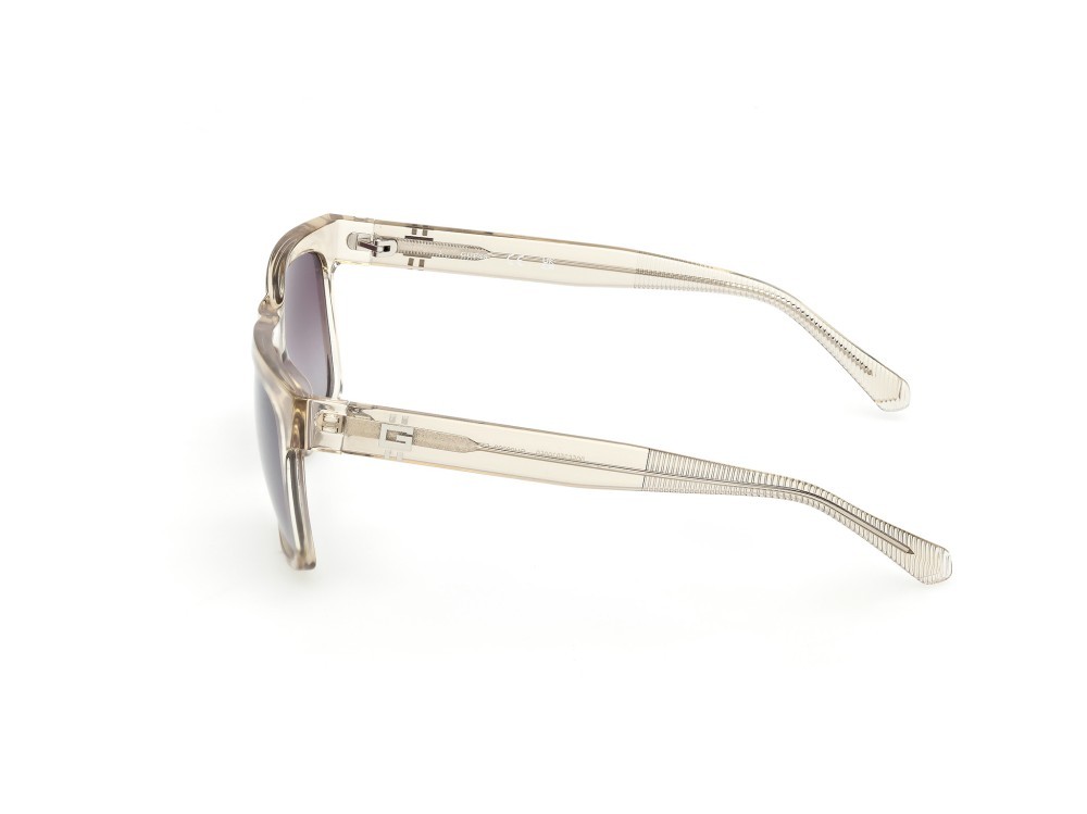 Occhiali da sole Guess GU00222 (57Z) colore beige lucido forma quadrato lenti viola sfumato o specchiato