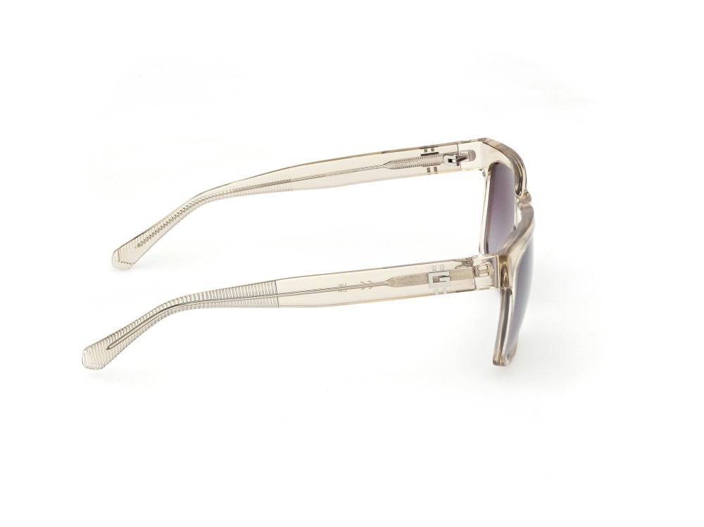 Occhiali da sole Guess GU00222 (57Z) colore beige lucido forma quadrato lenti viola sfumato o specchiato