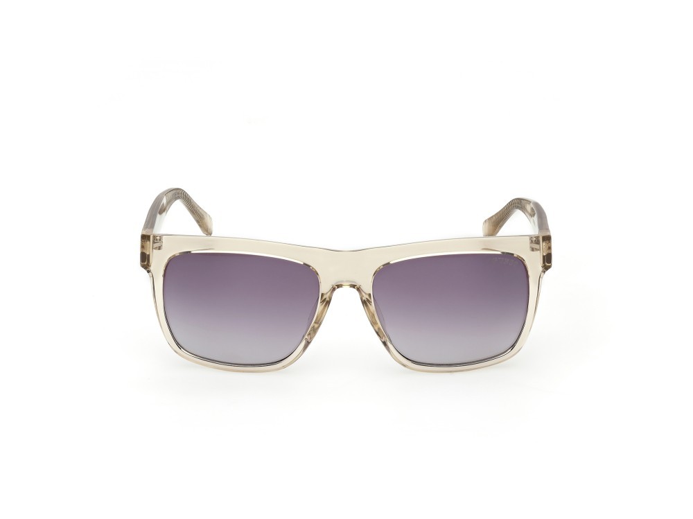 Occhiali da sole Guess GU00222 (57Z) colore beige lucido forma quadrato lenti viola sfumato o specchiato