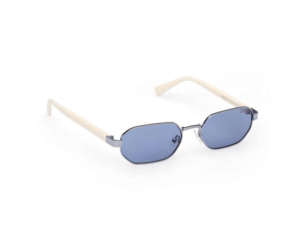 Occhiali da sole Guess GU00231 (84V) colore  azzurrro lucido - bianco lucido forma geometrico lenti blu