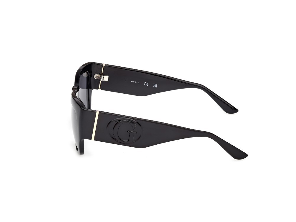 Occhiali da sole Guess GU00252 (01A) colore nero lucido forma quadrato lenti fumo