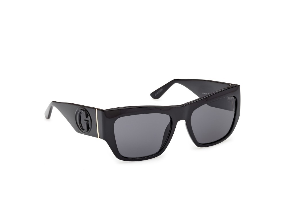 Occhiali da sole Guess GU00252 (01A) colore nero lucido forma quadrato lenti fumo