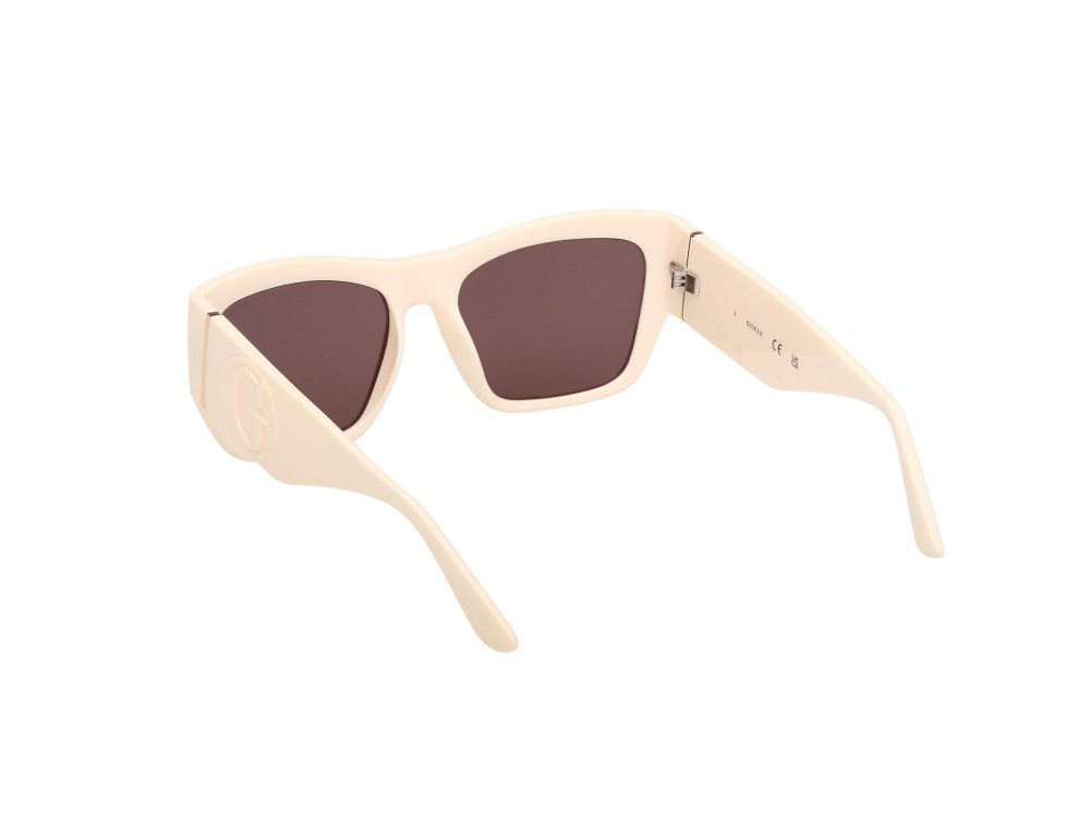 Occhiali da sole Guess GU00252 (25Y) colore avorio lucido  forma quadrato lenti viola