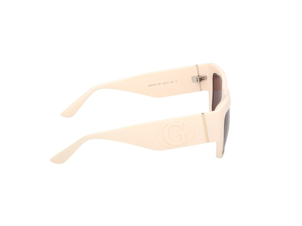 Occhiali da sole Guess GU00252 (25Y) colore avorio lucido  forma quadrato lenti viola