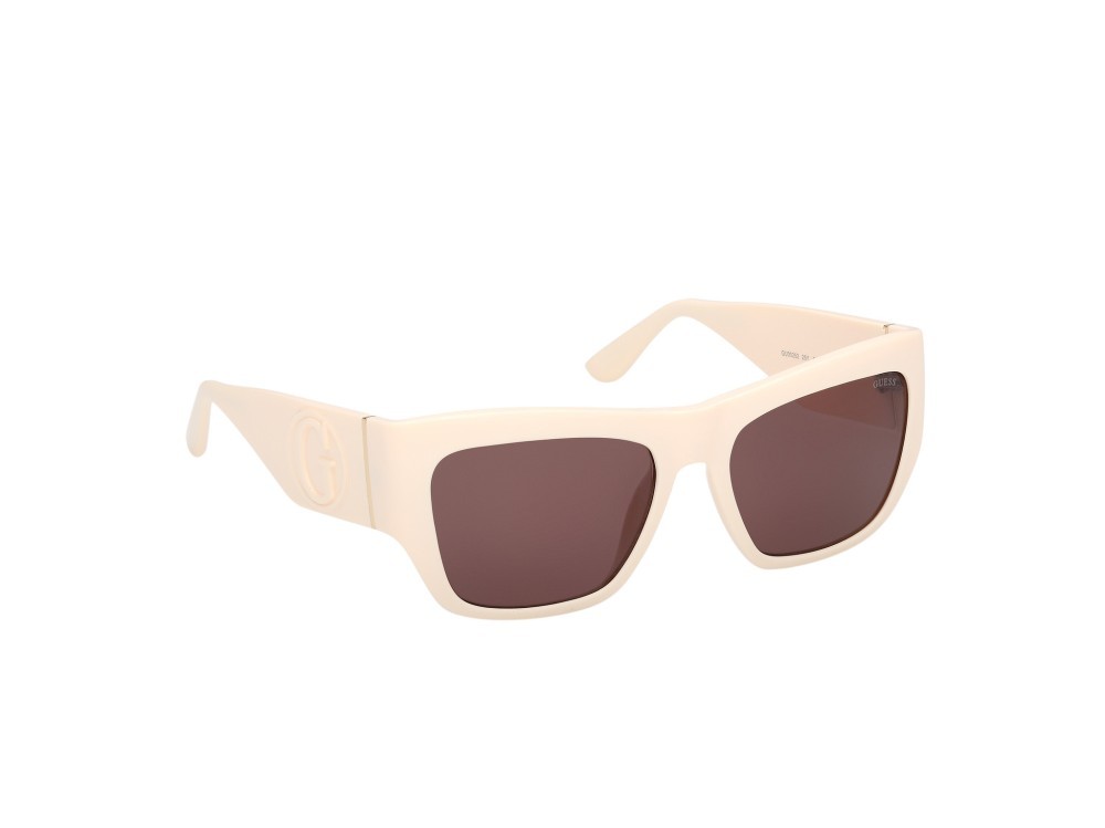 Occhiali da sole Guess GU00252 (25Y) colore avorio lucido  forma quadrato lenti viola