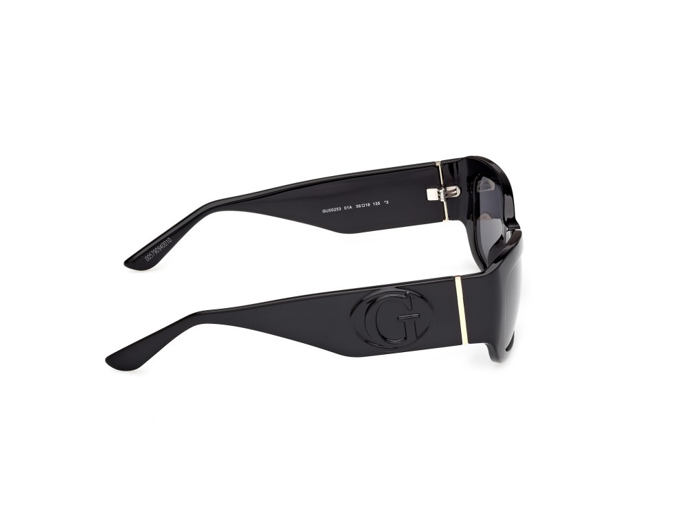 Occhiali da sole Guess GU00253 (01A) colore nero lucido  forma rettangolare lenti fumo