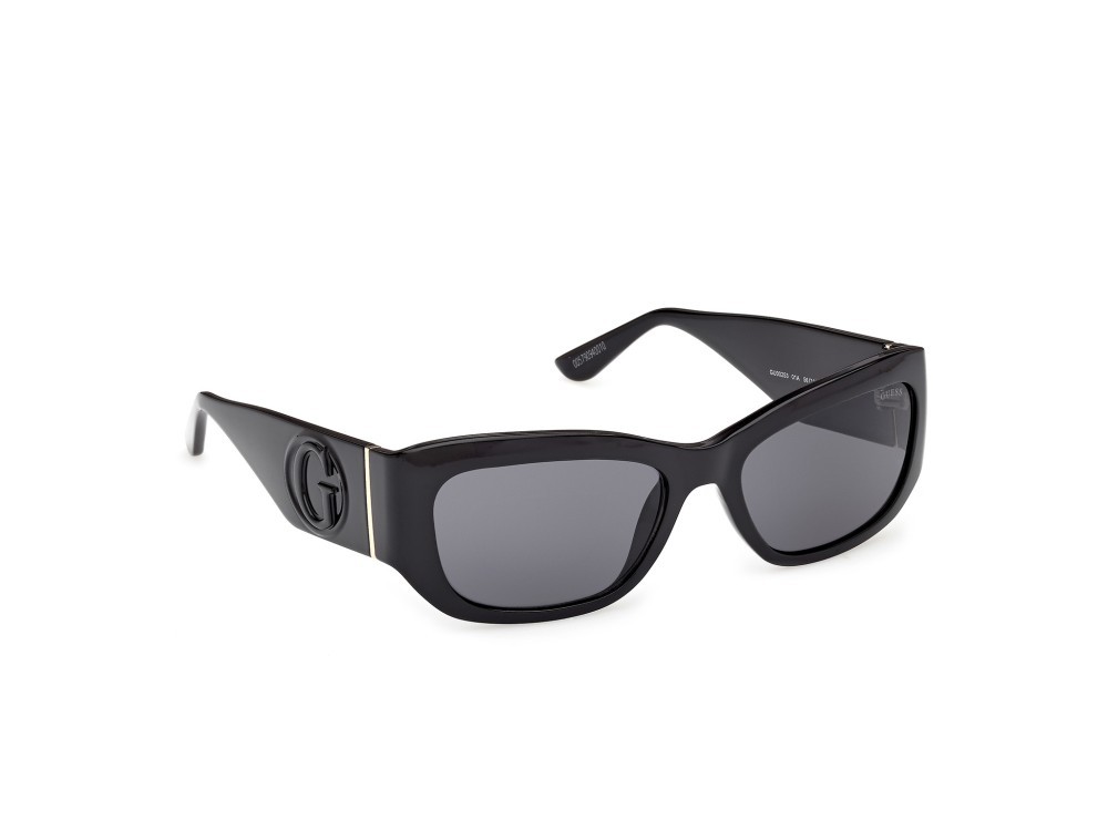 Occhiali da sole Guess GU00253 (01A) colore nero lucido  forma rettangolare lenti fumo