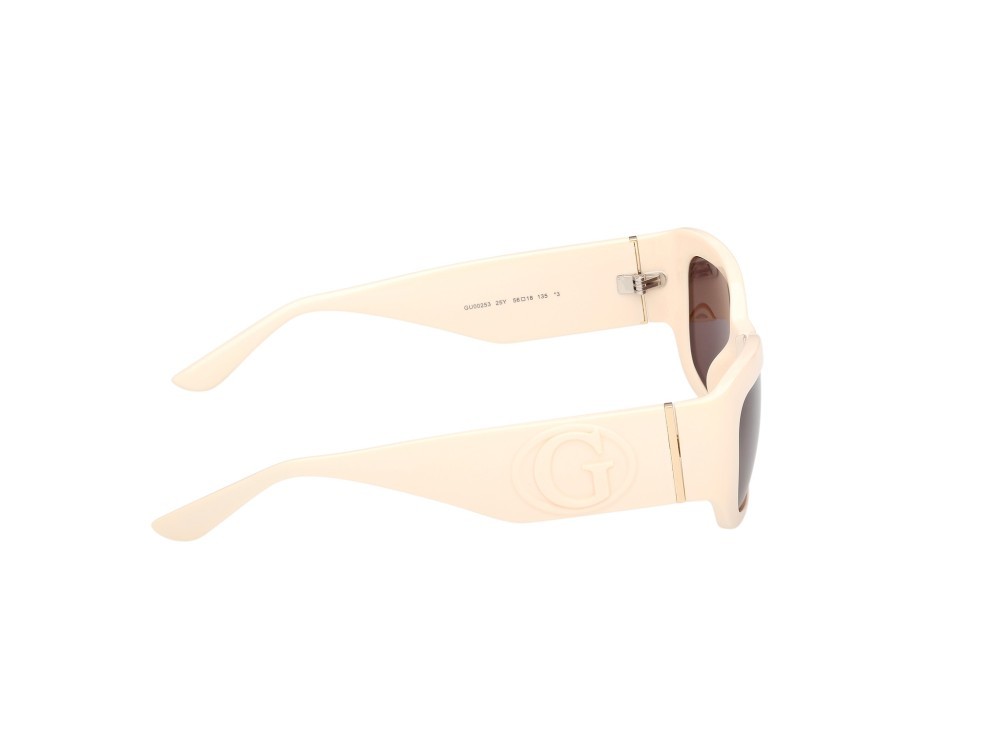 Occhiali da sole Guess GU00253 (25Y) colore avorio lucido  forma rettangolare lenti viola