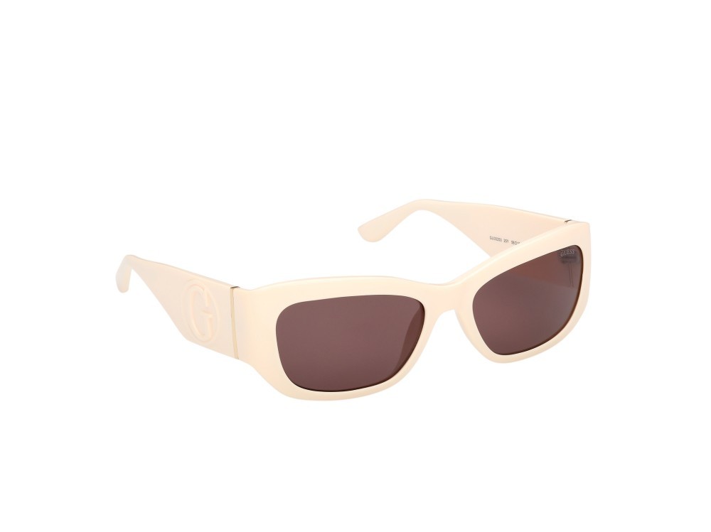 Occhiali da sole Guess GU00253 (25Y) colore avorio lucido  forma rettangolare lenti viola