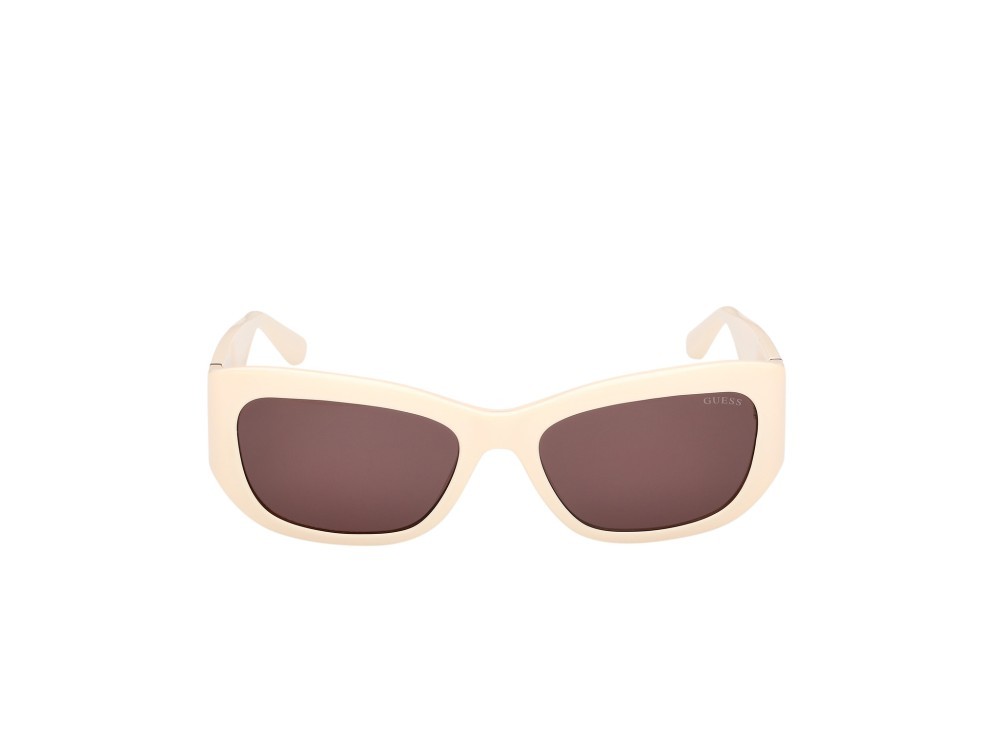 Occhiali da sole Guess GU00253 (25Y) colore avorio lucido  forma rettangolare lenti viola