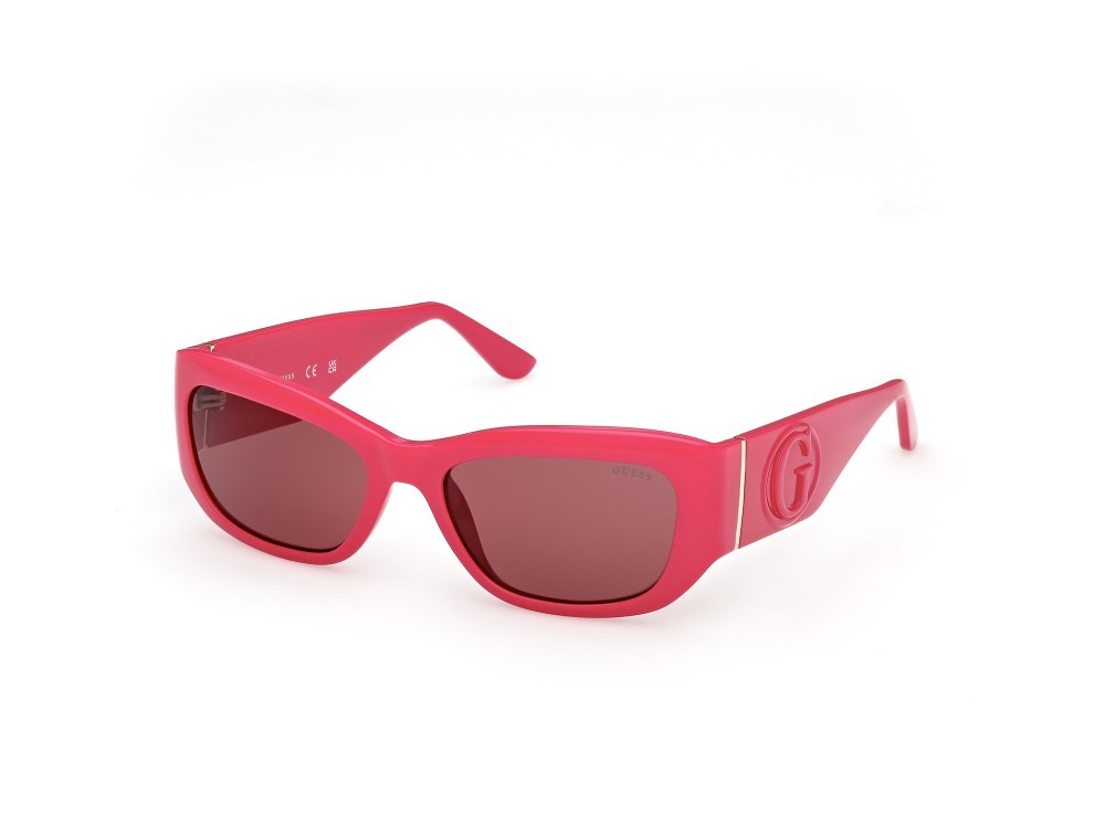 Occhiali da sole Guess GU00253 (72S) colore rosa/monocolore forma rettangolare lenti bordeaux