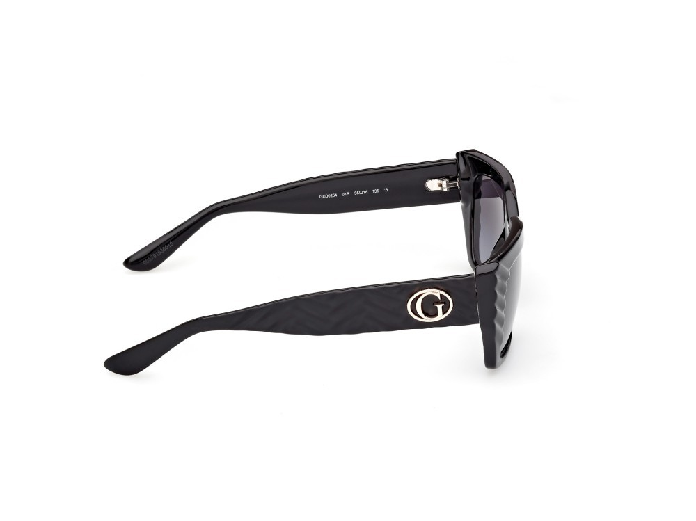 Occhiali da sole Guess GU00254 (01B) colore nero lucido / nero opaco forma rettangolare lenti fumo grad.