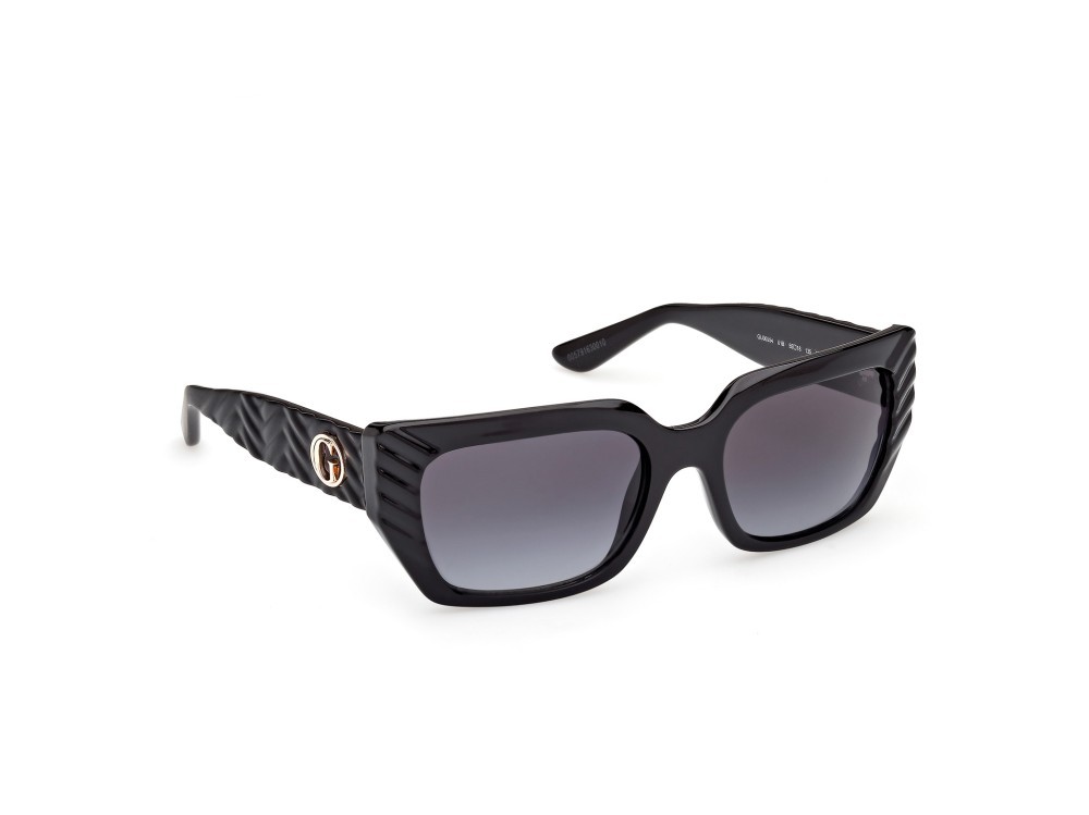 Occhiali da sole Guess GU00254 (01B) colore nero lucido / nero opaco forma rettangolare lenti fumo grad.