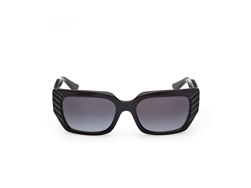 Occhiali da sole Guess GU00254 (01B) colore nero lucido / nero opaco forma rettangolare lenti fumo grad.