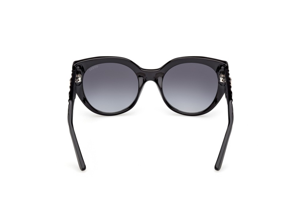 Occhiali da sole Guess GU00255 (01B) colore nero lucido / nero opaco forma cat eye lenti fumo grad.