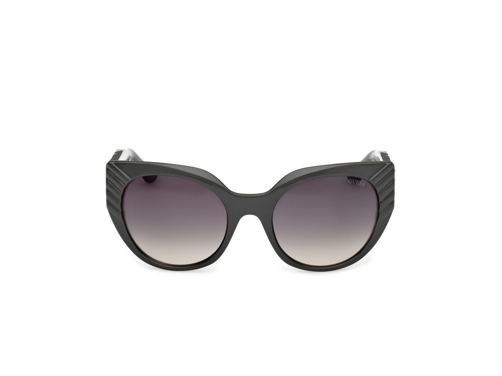 Occhiali da sole Guess GU00255 (96P) colore verde scuro lucido / verde scuro opaco forma cat eye lenti verde sfumato