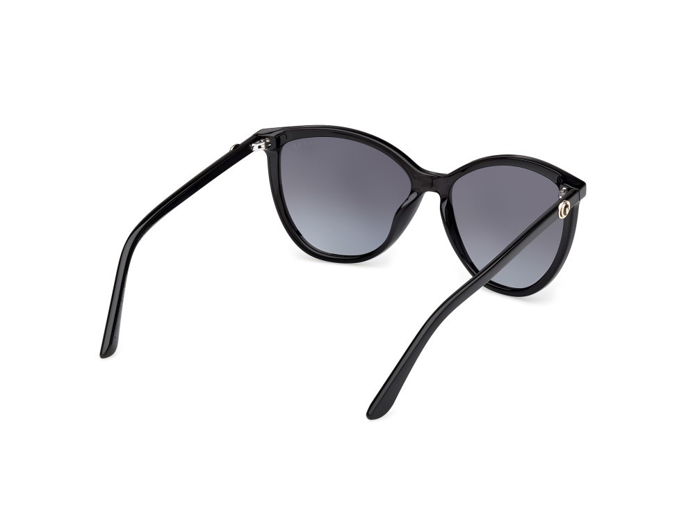 Occhiali da sole Guess GU00256 (01B) colore nero lucido forma cat eye lenti fumo grad.