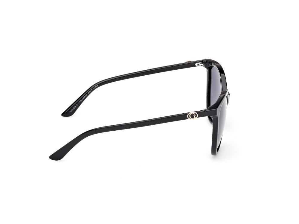 Occhiali da sole Guess GU00256 (01D) colore nero lucido forma cat eye lenti fumo polar.