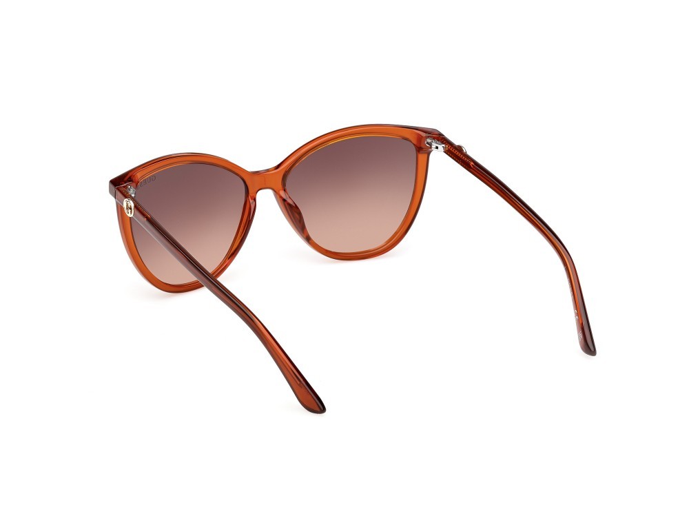 Occhiali da sole Guess GU00256 (44F) colore arancio scuro lucido forma cat eye lenti marrone sfumato