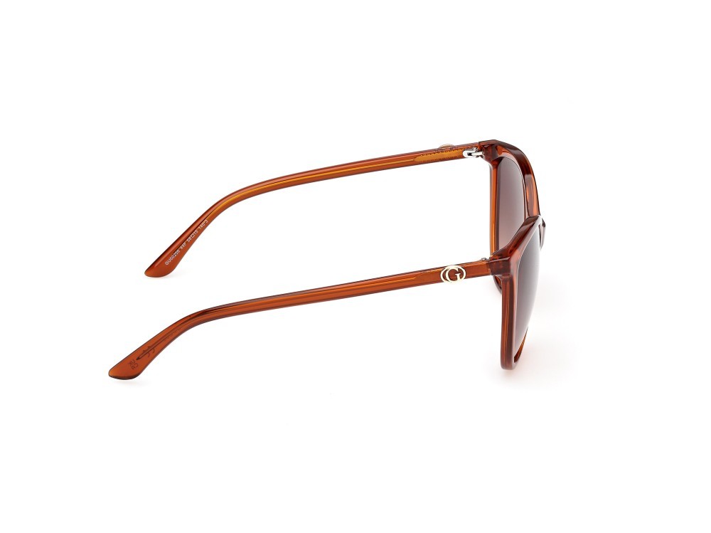 Occhiali da sole Guess GU00256 (44F) colore arancio scuro lucido forma cat eye lenti marrone sfumato