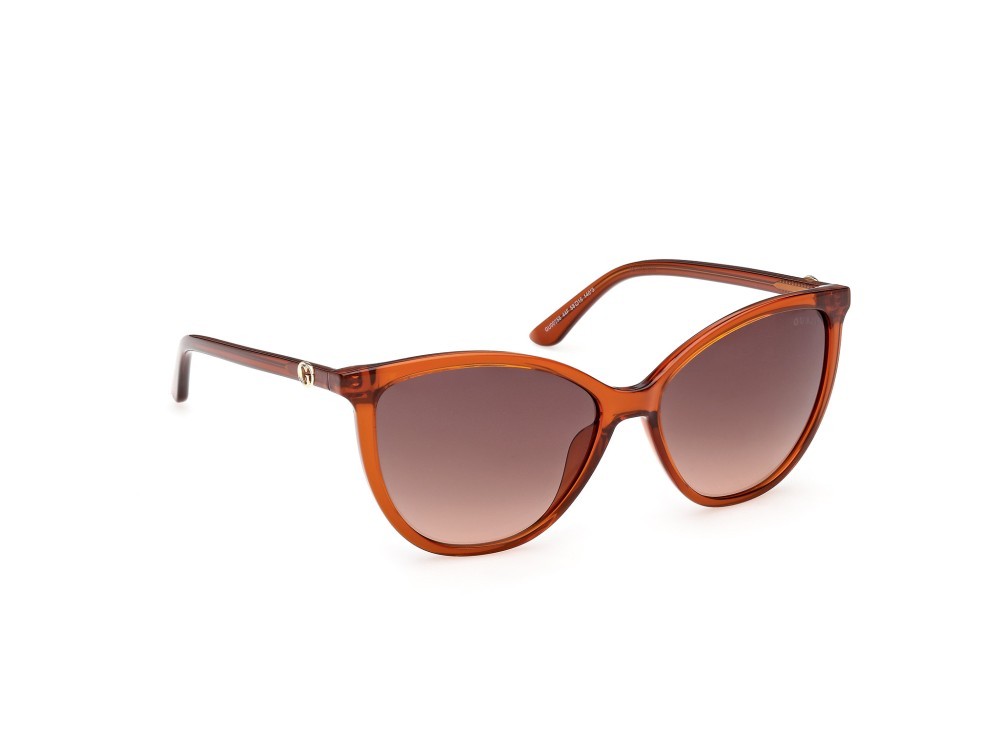 Occhiali da sole Guess GU00256 (44F) colore arancio scuro lucido forma cat eye lenti marrone sfumato