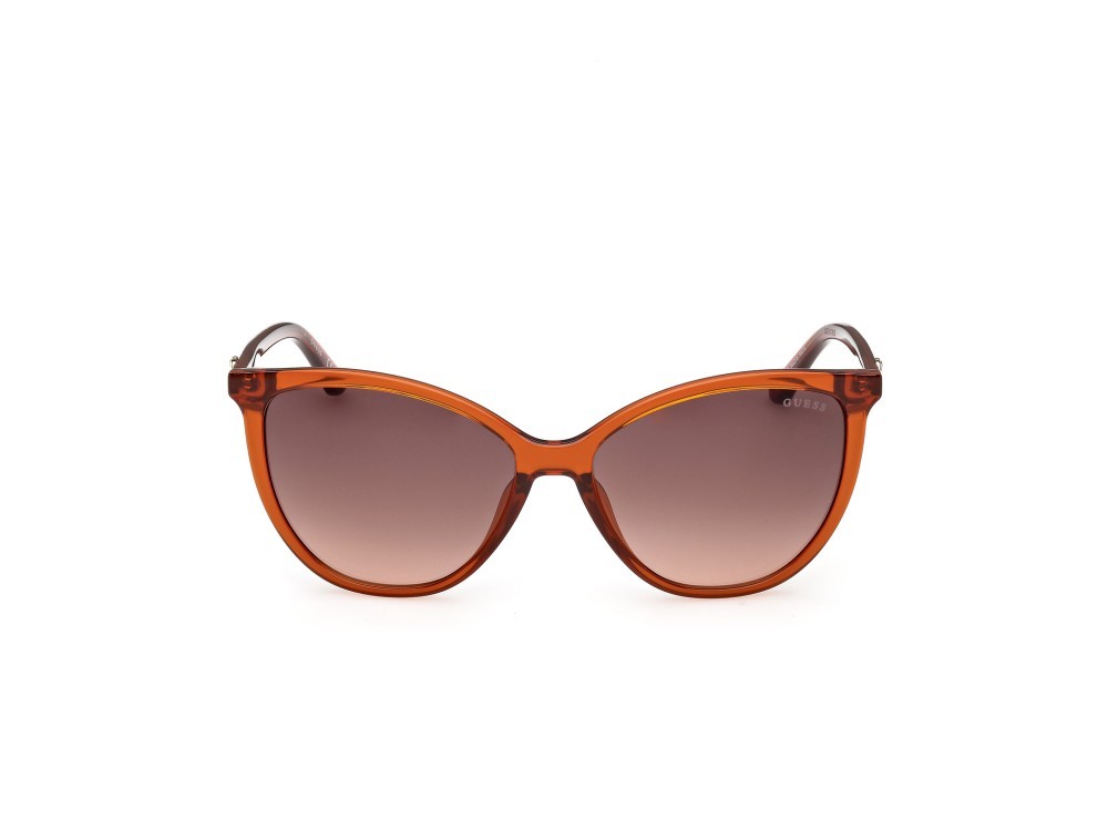 Occhiali da sole Guess GU00256 (44F) colore arancio scuro lucido forma cat eye lenti marrone sfumato