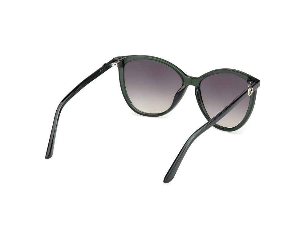 Occhiali da sole Guess GU00256 (96P) colore verde scuro lucido forma cat eye lenti verde sfumato