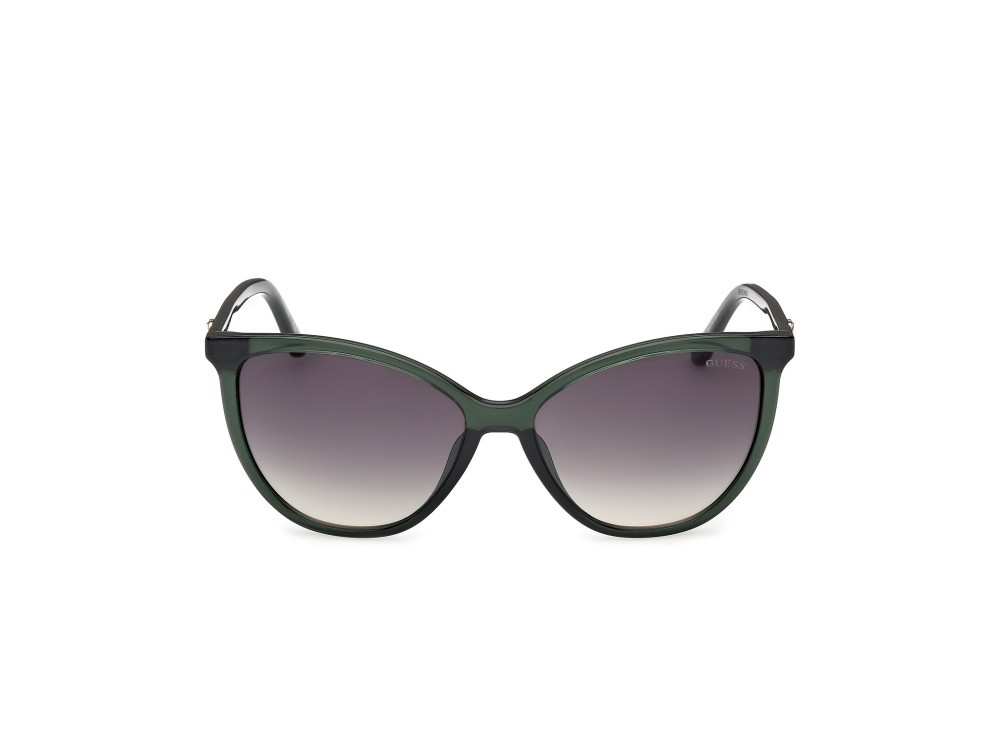 Occhiali da sole Guess GU00256 (96P) colore verde scuro lucido forma cat eye lenti verde sfumato