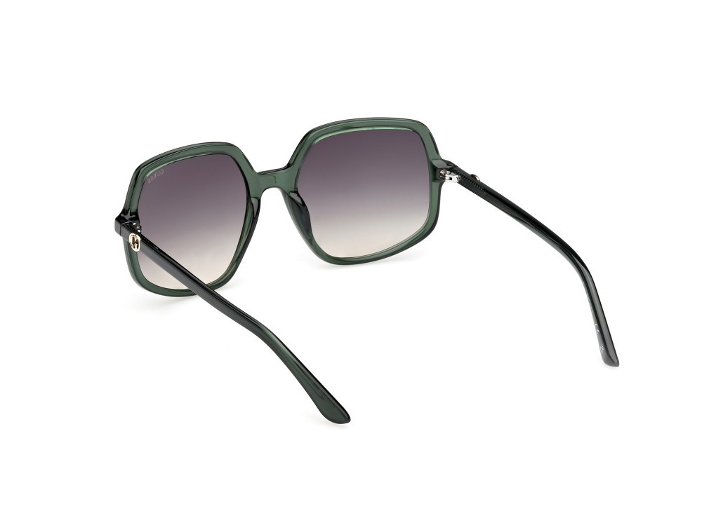 Occhiali da sole Guess GU00257 (96P) colore verde scuro lucido forma quadrato lenti verde sfumato