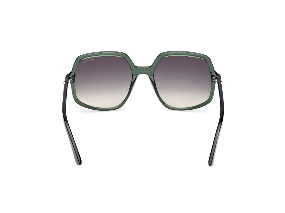 Occhiali da sole Guess GU00257 (96P) colore verde scuro lucido forma quadrato lenti verde sfumato