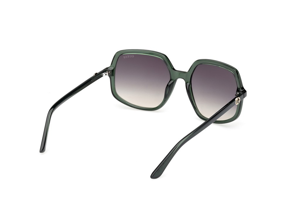 Occhiali da sole Guess GU00257 (96P) colore verde scuro lucido forma quadrato lenti verde sfumato