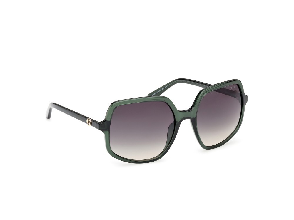 Occhiali da sole Guess GU00257 (96P) colore verde scuro lucido forma quadrato lenti verde sfumato