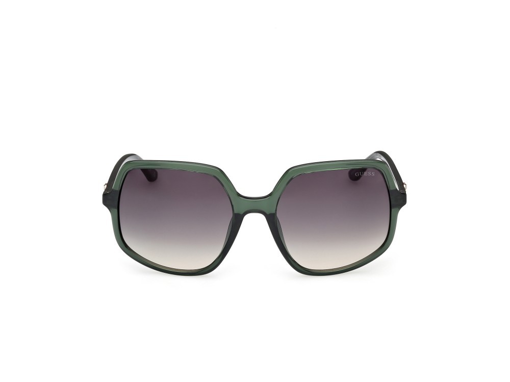 Occhiali da sole Guess GU00257 (96P) colore verde scuro lucido forma quadrato lenti verde sfumato