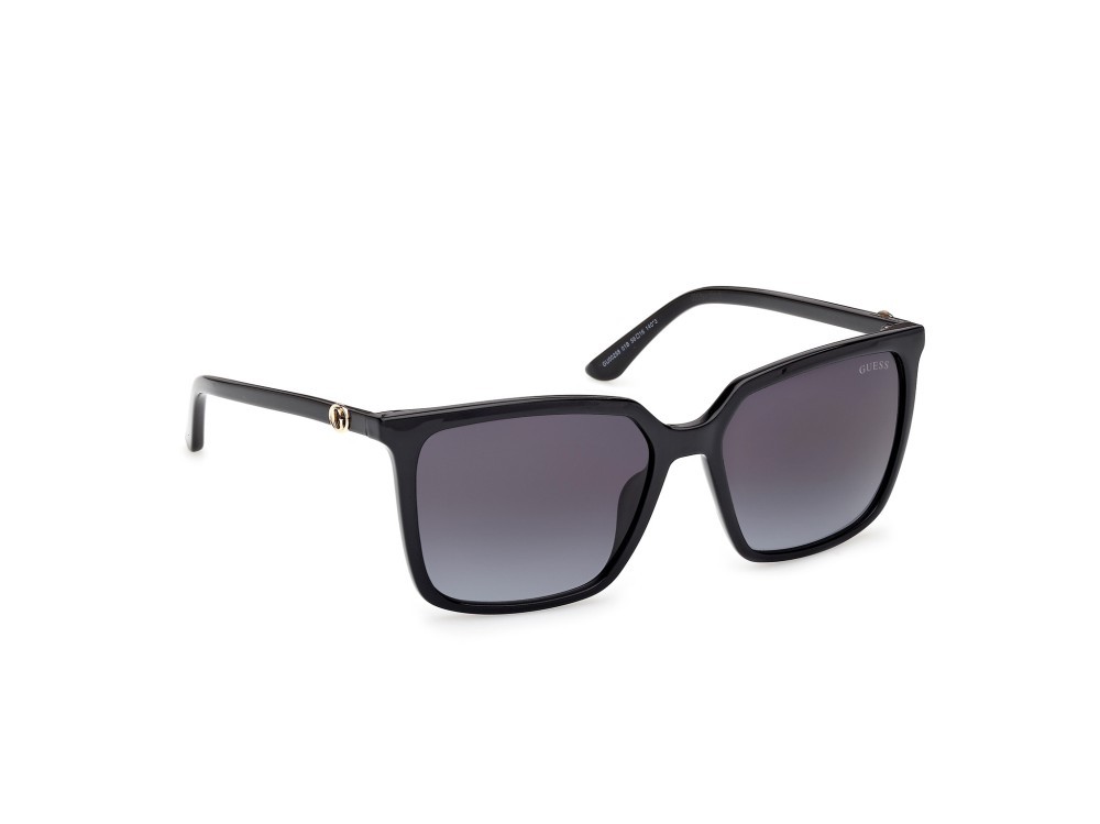 Occhiali da sole Guess GU00258 (01B) colore nero lucido forma quadrato lenti fumo grad.