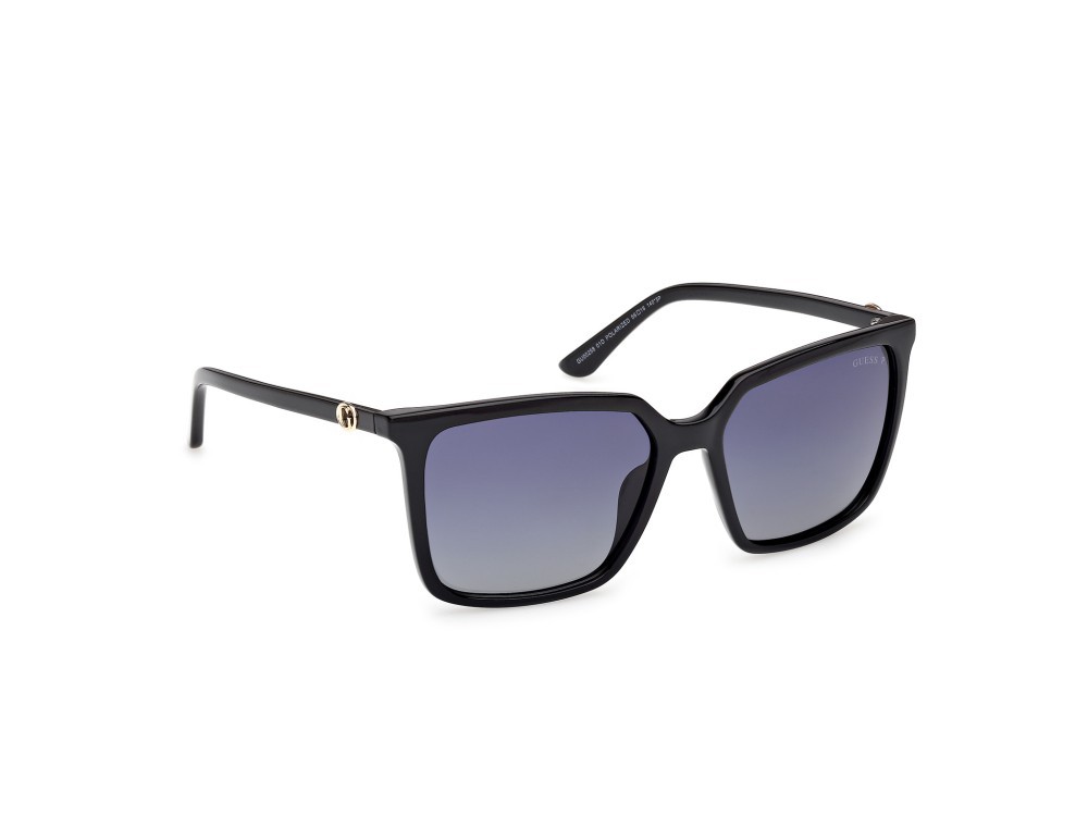 Occhiali da sole Guess GU00258 (01D) colore nero lucido forma quadrato lenti fumo polar.