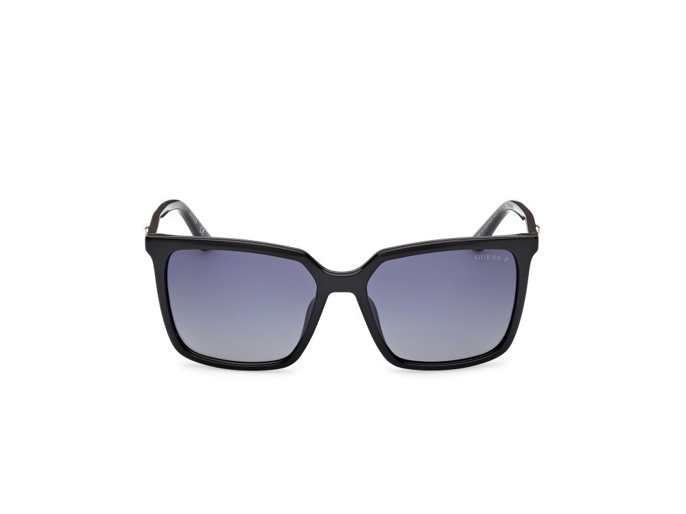 Occhiali da sole Guess GU00258 (01D) colore nero lucido forma quadrato lenti fumo polar.