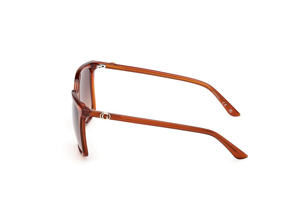 Occhiali da sole Guess GU00258 (44F) colore arancio scuro lucido forma quadrato lenti marrone sfumato