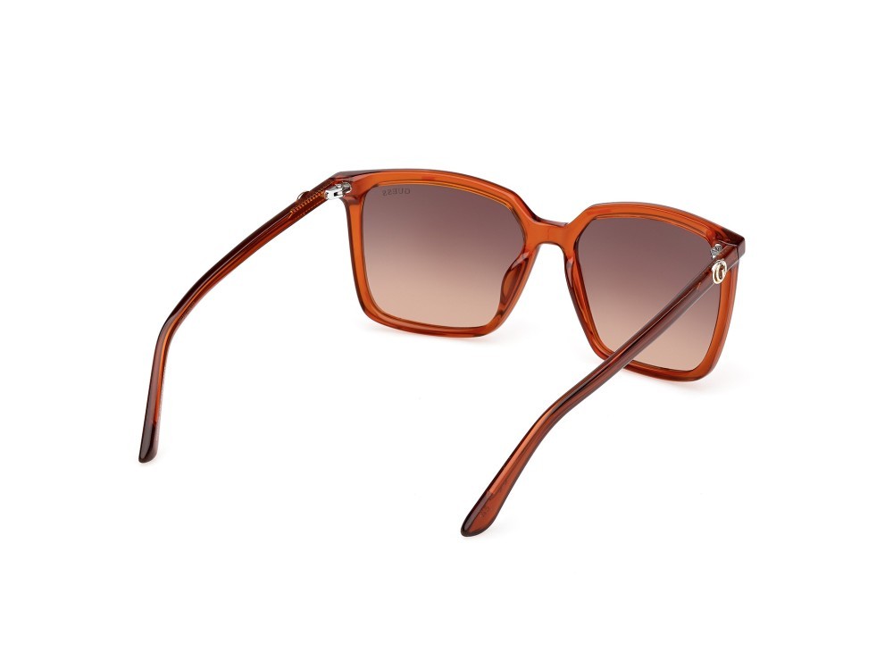 Occhiali da sole Guess GU00258 (44F) colore arancio scuro lucido forma quadrato lenti marrone sfumato