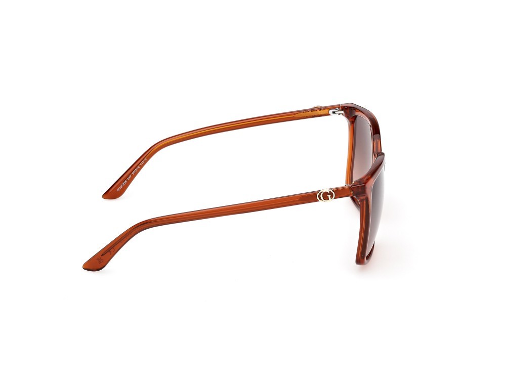 Occhiali da sole Guess GU00258 (44F) colore arancio scuro lucido forma quadrato lenti marrone sfumato