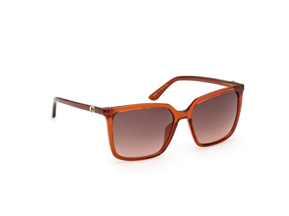 Occhiali da sole Guess GU00258 (44F) colore arancio scuro lucido forma quadrato lenti marrone sfumato
