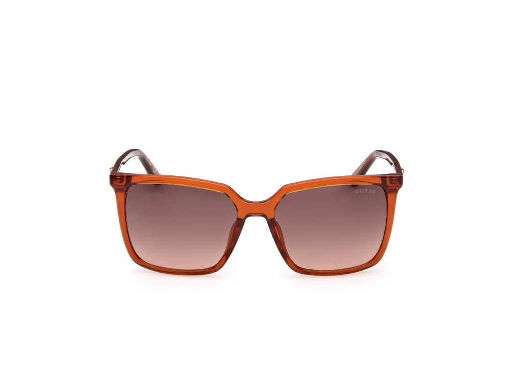 Occhiali da sole Guess GU00258 (44F) colore arancio scuro lucido forma quadrato lenti marrone sfumato
