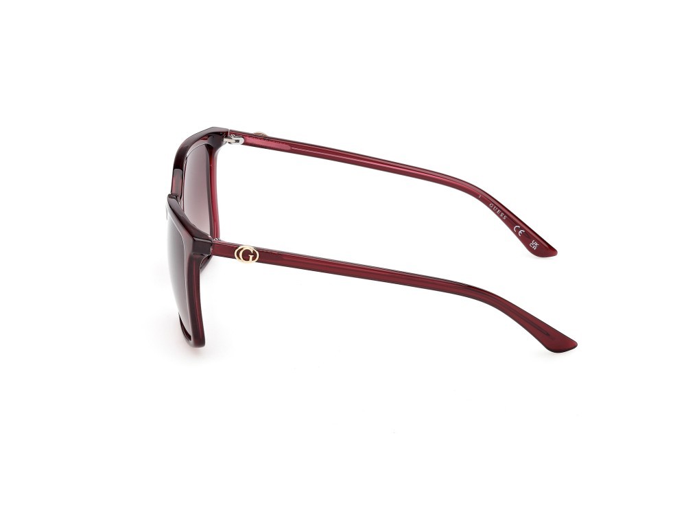 Occhiali da sole Guess GU00258 (69F) colore bordeaux lucido forma quadrato lenti marrone sfumato