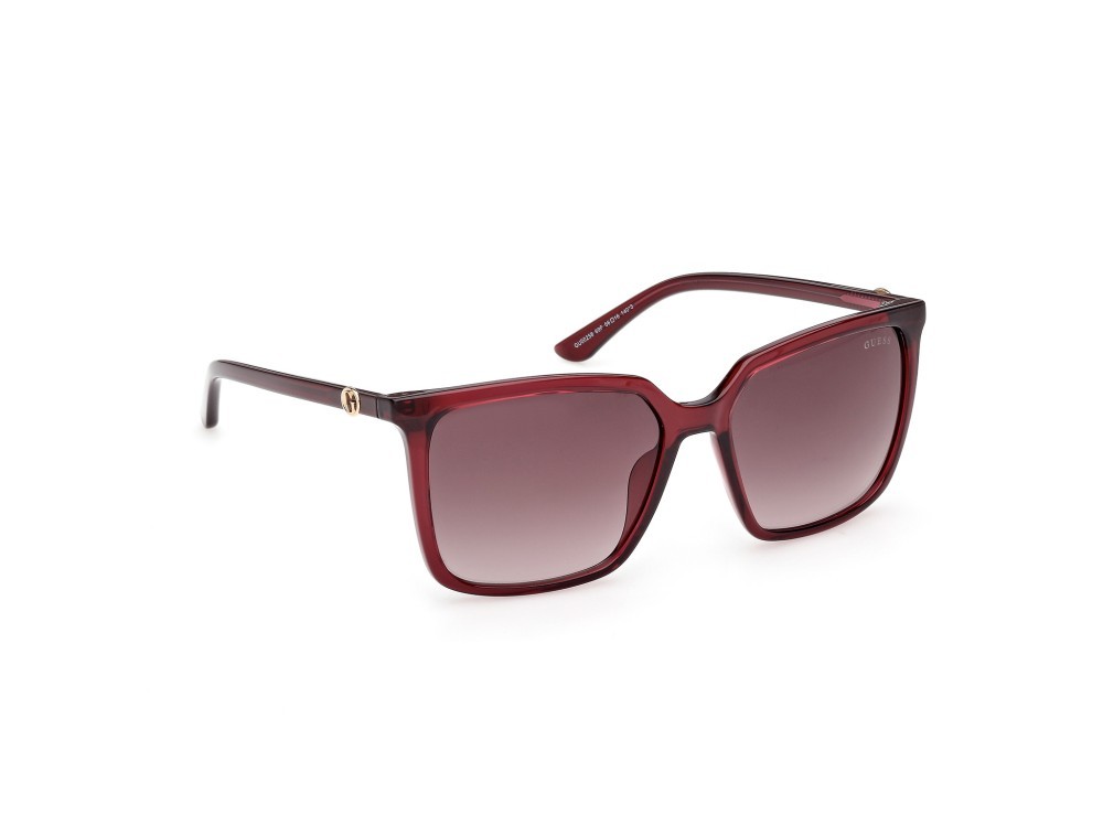 Occhiali da sole Guess GU00258 (69F) colore bordeaux lucido forma quadrato lenti marrone sfumato