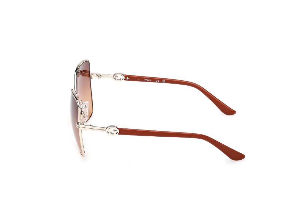 Occhiali da sole Guess GU00259 (32F) colore oro pallido lucido / arancio scuro lucido forma farfalla lenti marrone sfumato