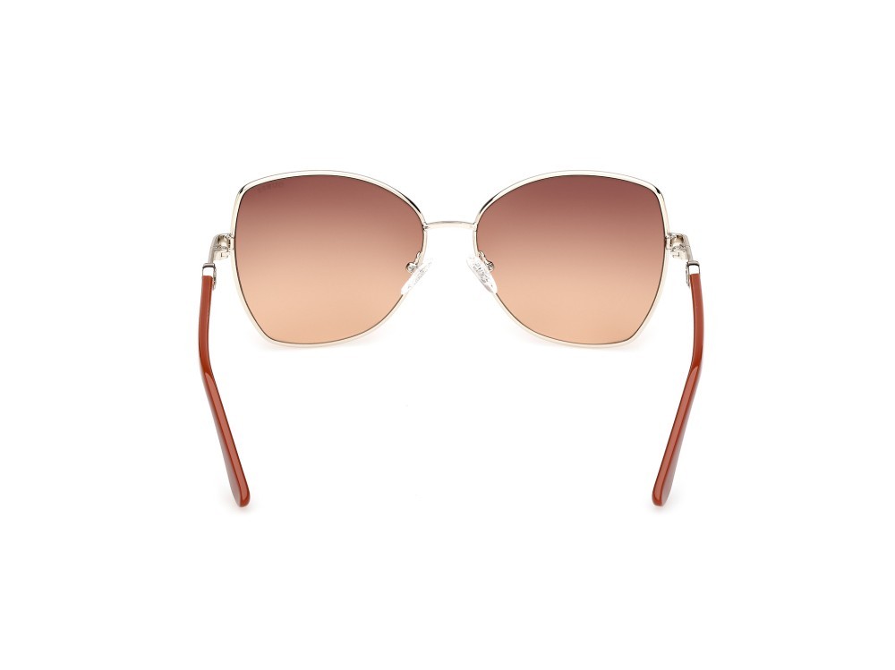 Occhiali da sole Guess GU00259 (32F) colore oro pallido lucido / arancio scuro lucido forma farfalla lenti marrone sfumato