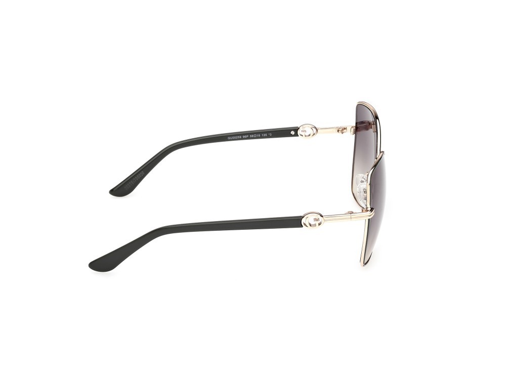 Occhiali da sole Guess GU00259 (96P) colore verde scuro lucido  forma farfalla lenti verde sfumato