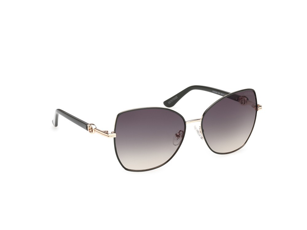 Occhiali da sole Guess GU00259 (96P) colore verde scuro lucido  forma farfalla lenti verde sfumato