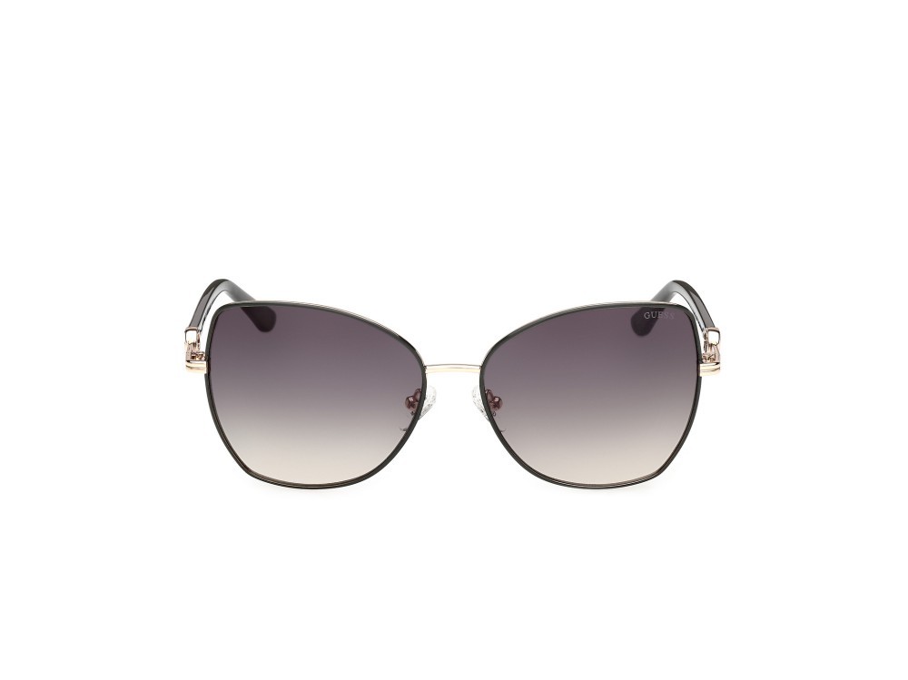 Occhiali da sole Guess GU00259 (96P) colore verde scuro lucido  forma farfalla lenti verde sfumato