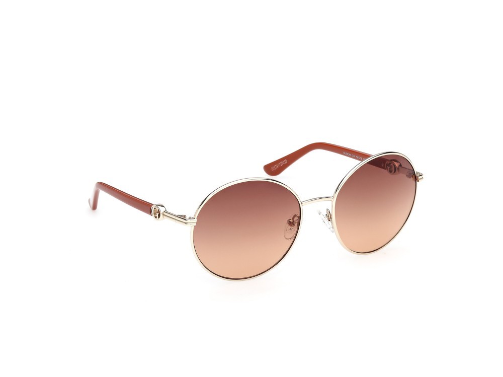 Occhiali da sole Guess GU00260 (32F) colore oro pallido lucido / arancio scuro lucido forma rotondo lenti marrone sfumato